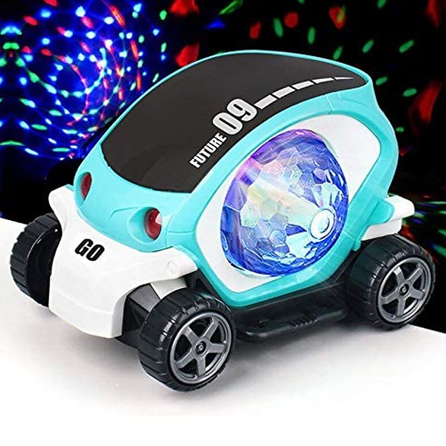 17922 Plastic 360 Degree Rotating Stunt Car Toy for Kids - Bump and Go Action with 4D Lights and Music, Plastic Mini Car with Disco Ball (1 Pc / Battery Not Included) 17922 Plastic 360 Degree Rotating Stunt Car Toy for Kids - Bump and Go Action with 4D Lights and Music, Plastic Mini Car with Disco Ball (1 Pc / Battery Not Included)